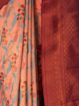 MIMOSA Peach Pochampally Art Silk Saree — Floor and plant pots