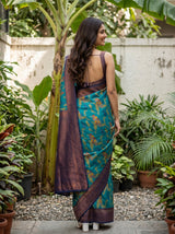 MIMOSA Rama Pochampally Art Silk Saree — Wall and foliage detail