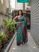 MIMOSA Rama Pochampally Art Silk Saree — Gate and foliage detail