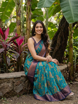MIMOSA Rama Pochampally Art Silk Saree — Saree pallu and gate detail