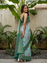 MIMOSA Sapphire Pochampally Art Silk Saree — Saree pallu and gate detail