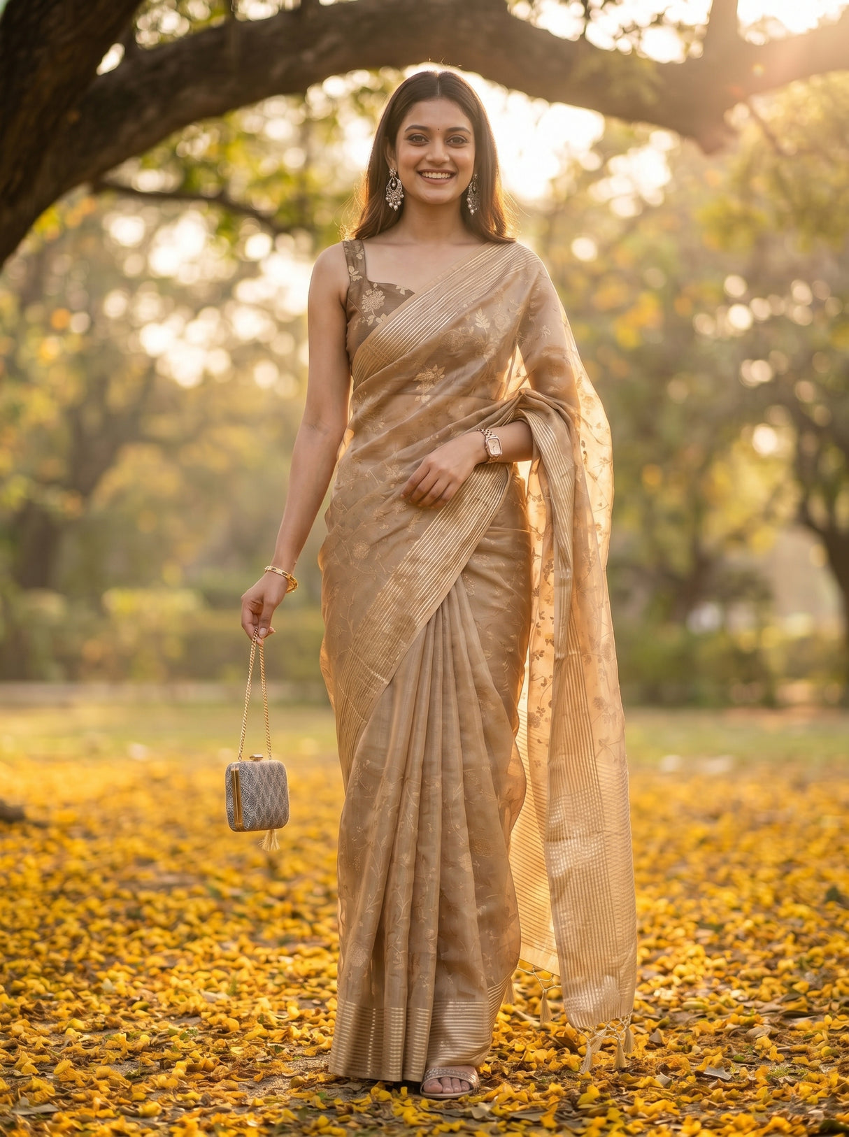 MIMOSA Chiku Saree Saree — pose 6 styling detail