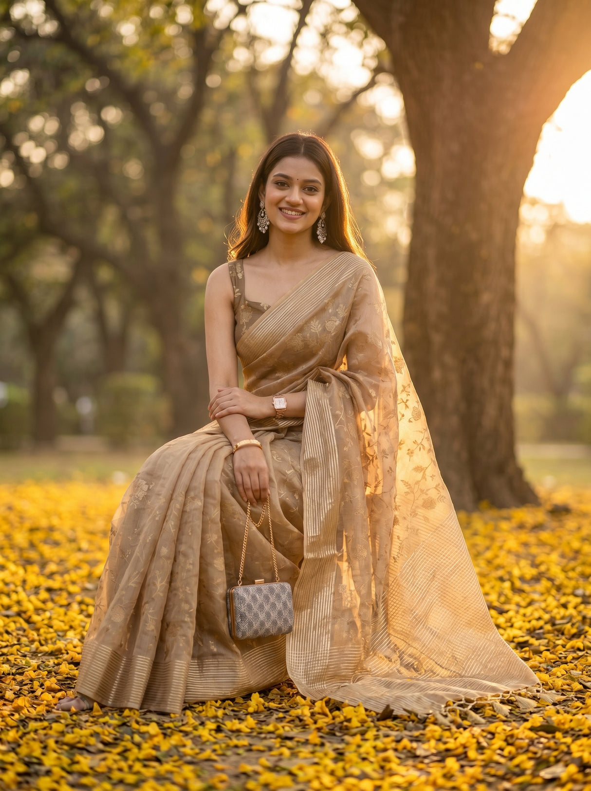 MIMOSA Chiku Saree Saree — pose 8 styling detail