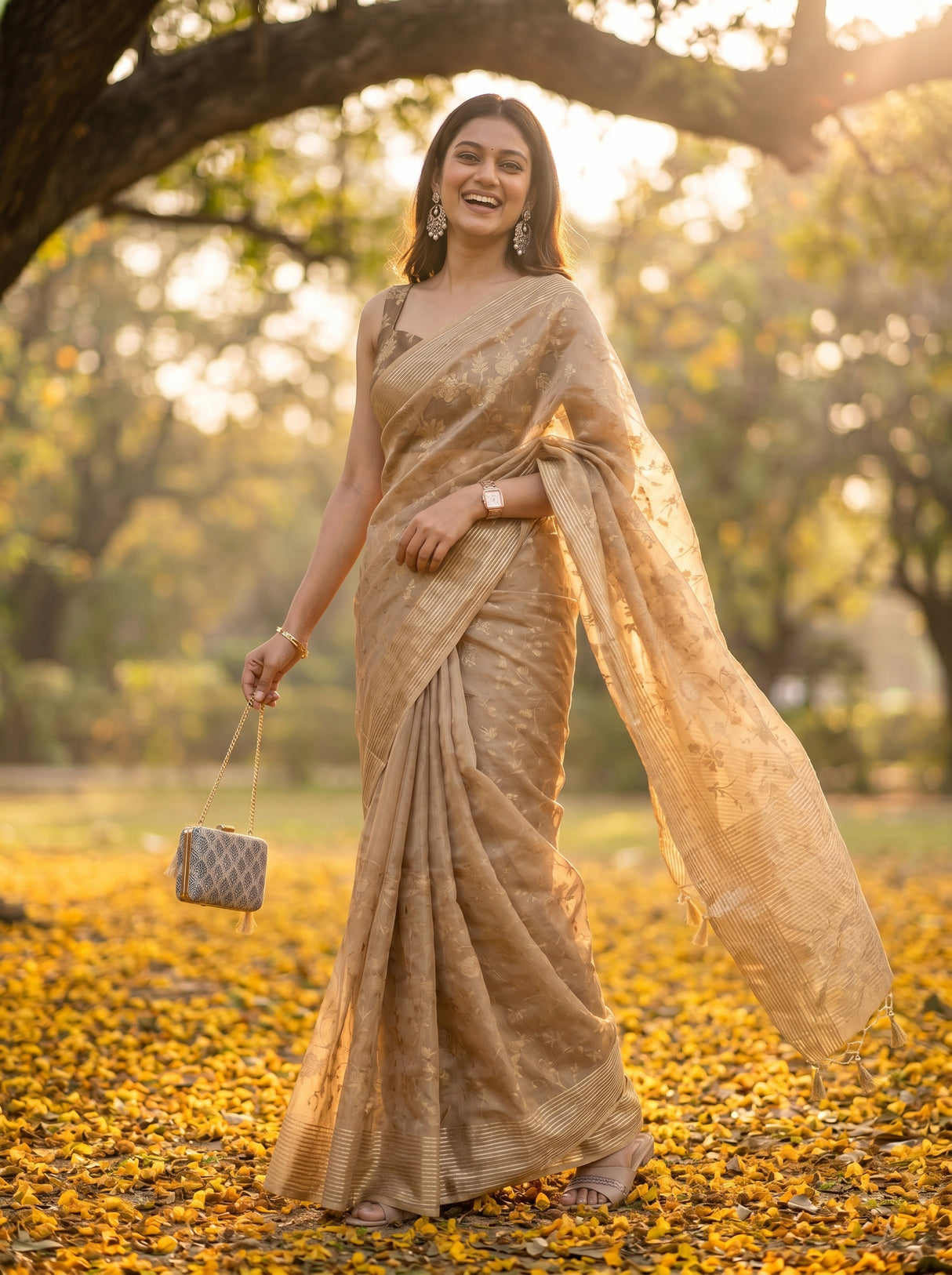 MIMOSA Chiku Saree Saree — pose 9 styling detail