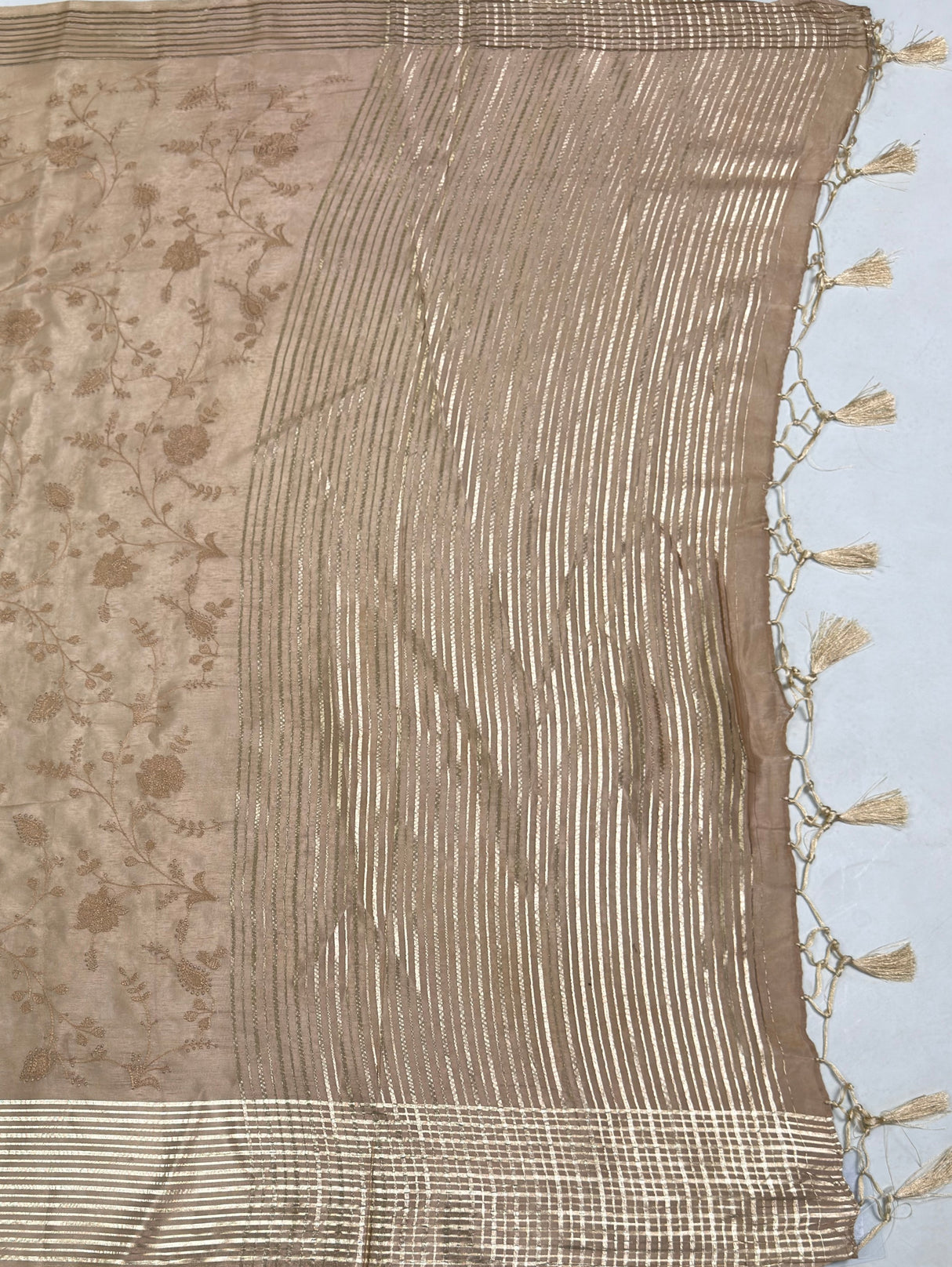 MIMOSA Chiku Saree Saree — pallu and zari work detail