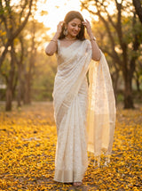 MIMOSA Half White Saree Saree — pose 6 styling detail
