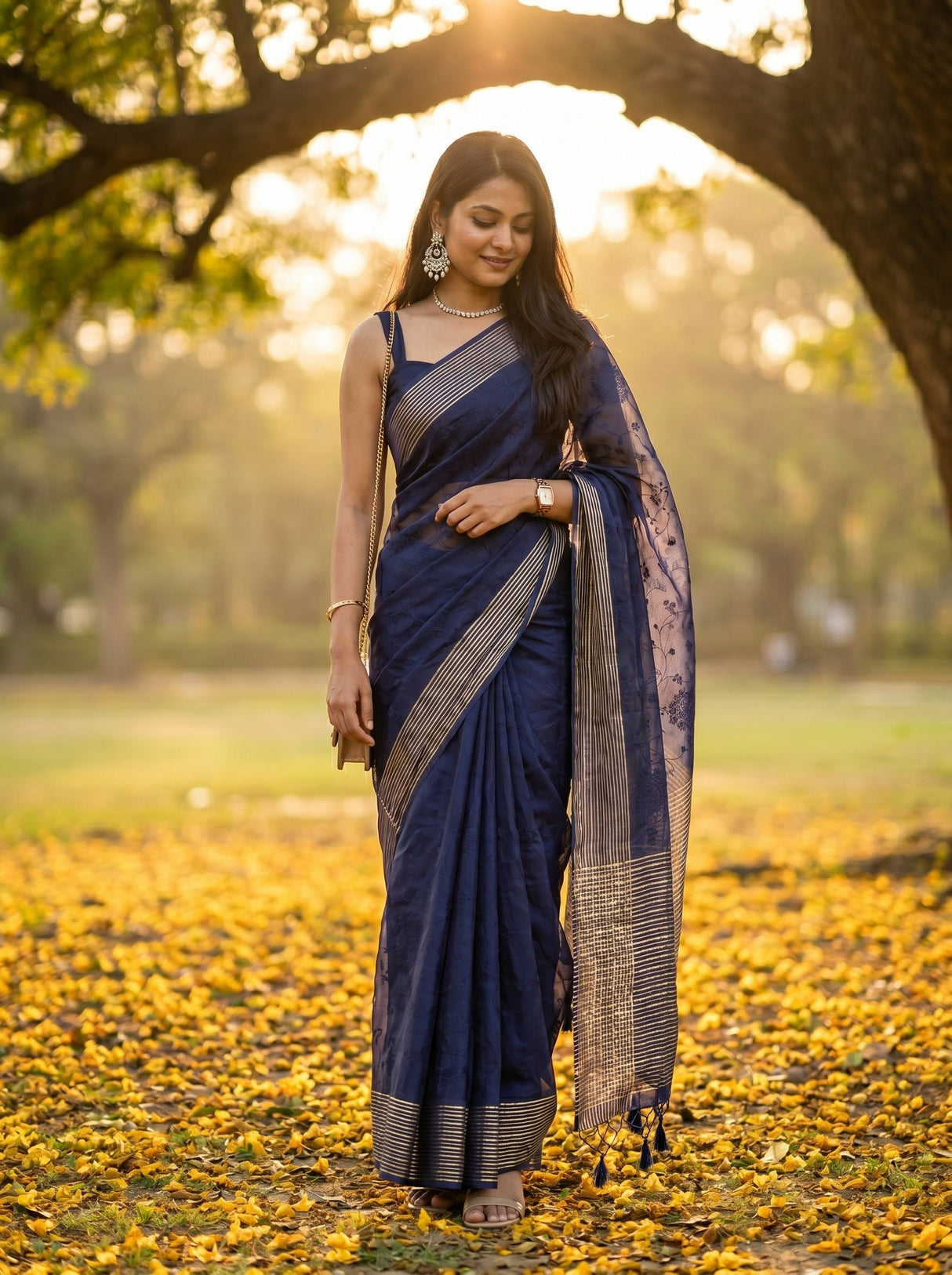Navy  Saree