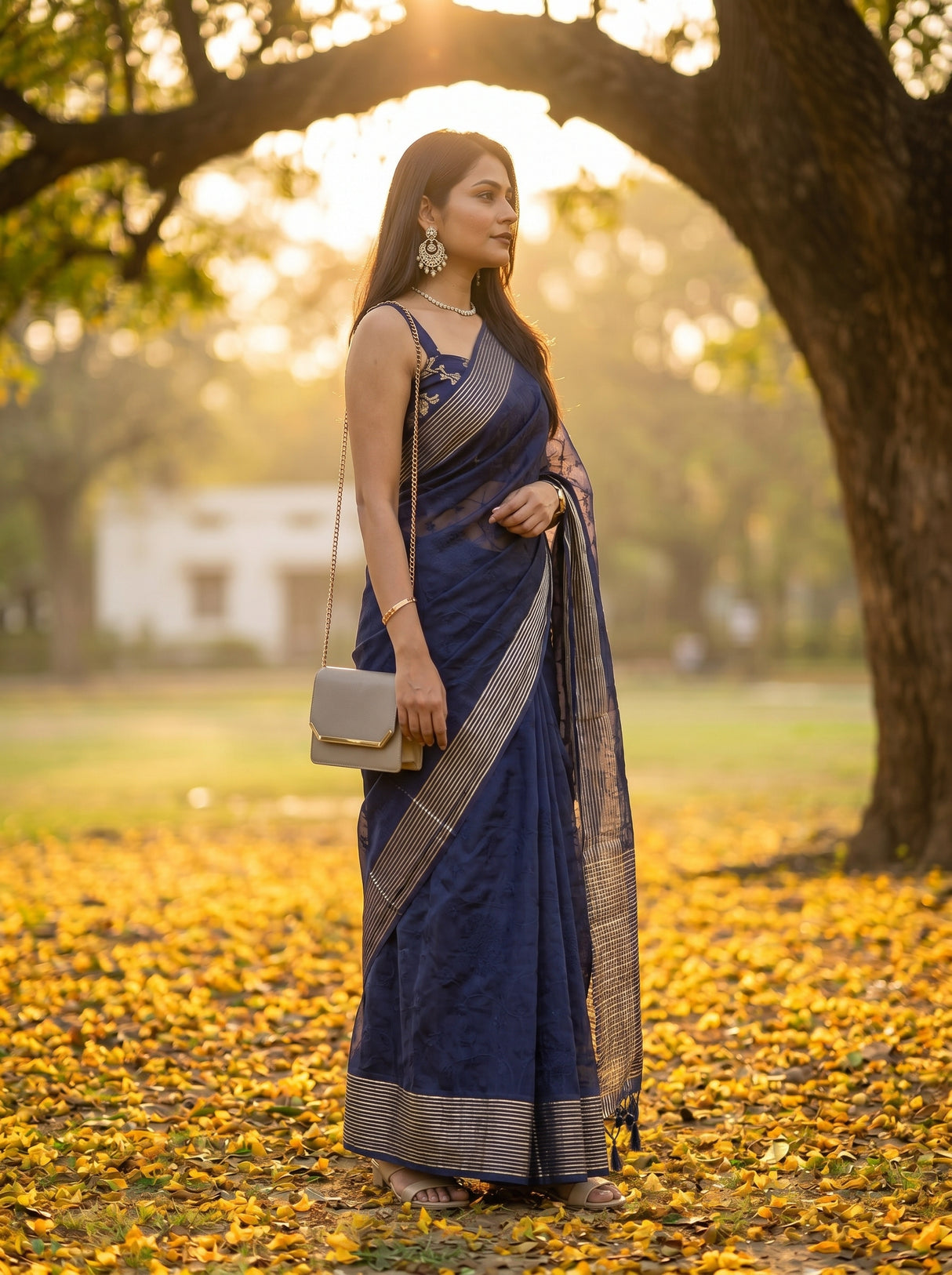 MIMOSA Navy Saree Saree — pose 3 styling detail