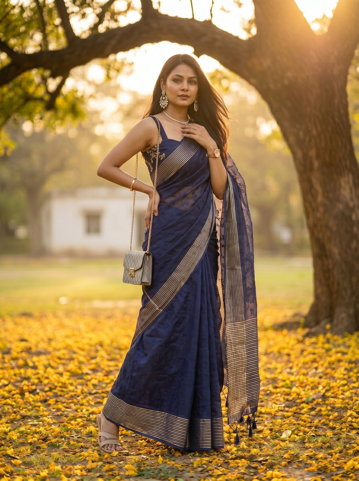 MIMOSA Navy Saree Saree — pose 5 styling detail
