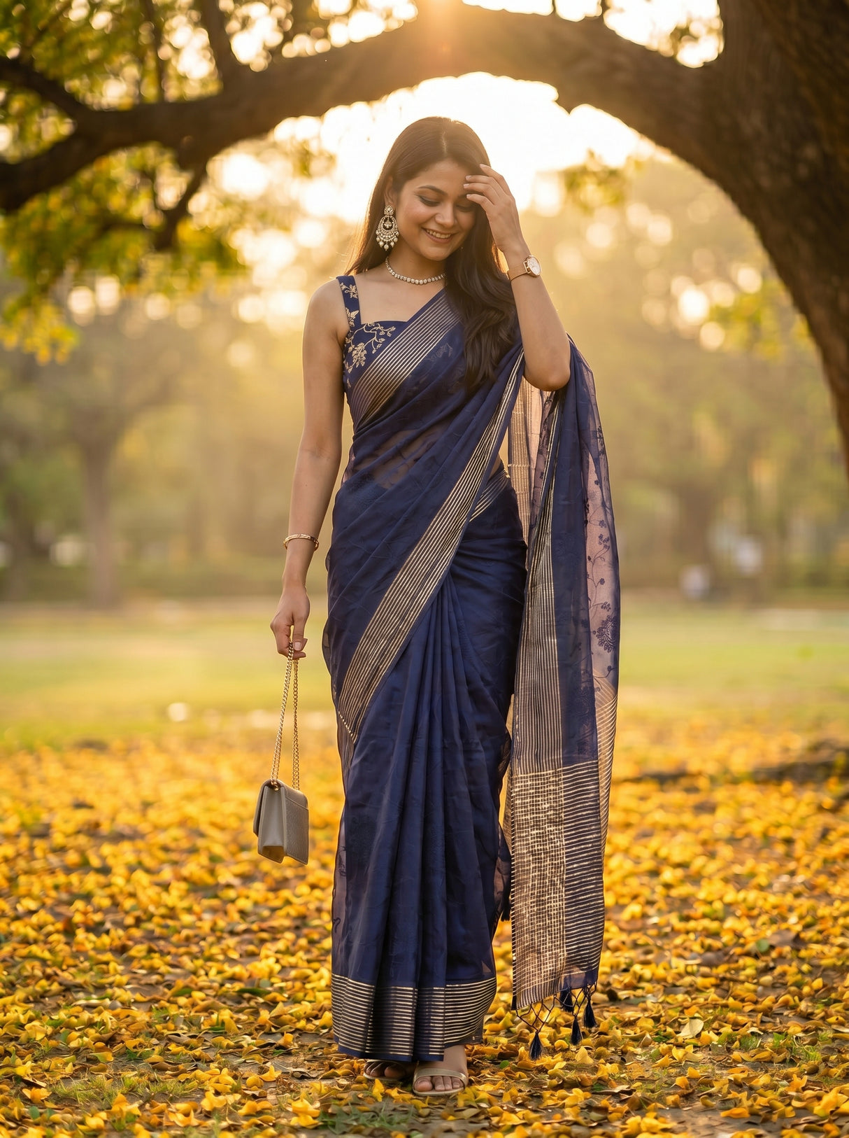 MIMOSA Navy Saree Saree — pose 6 styling detail