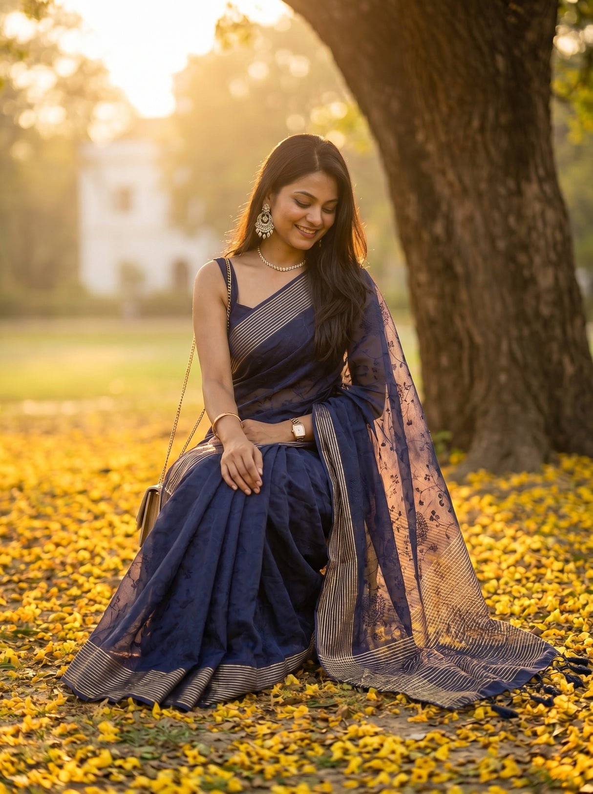 MIMOSA Navy Saree Saree — pose 8 styling detail