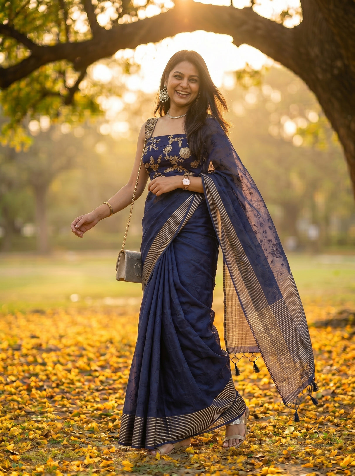 MIMOSA Navy Saree Saree — pose 9 styling detail