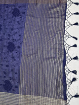 MIMOSA Navy Saree Saree — pallu and zari work detail