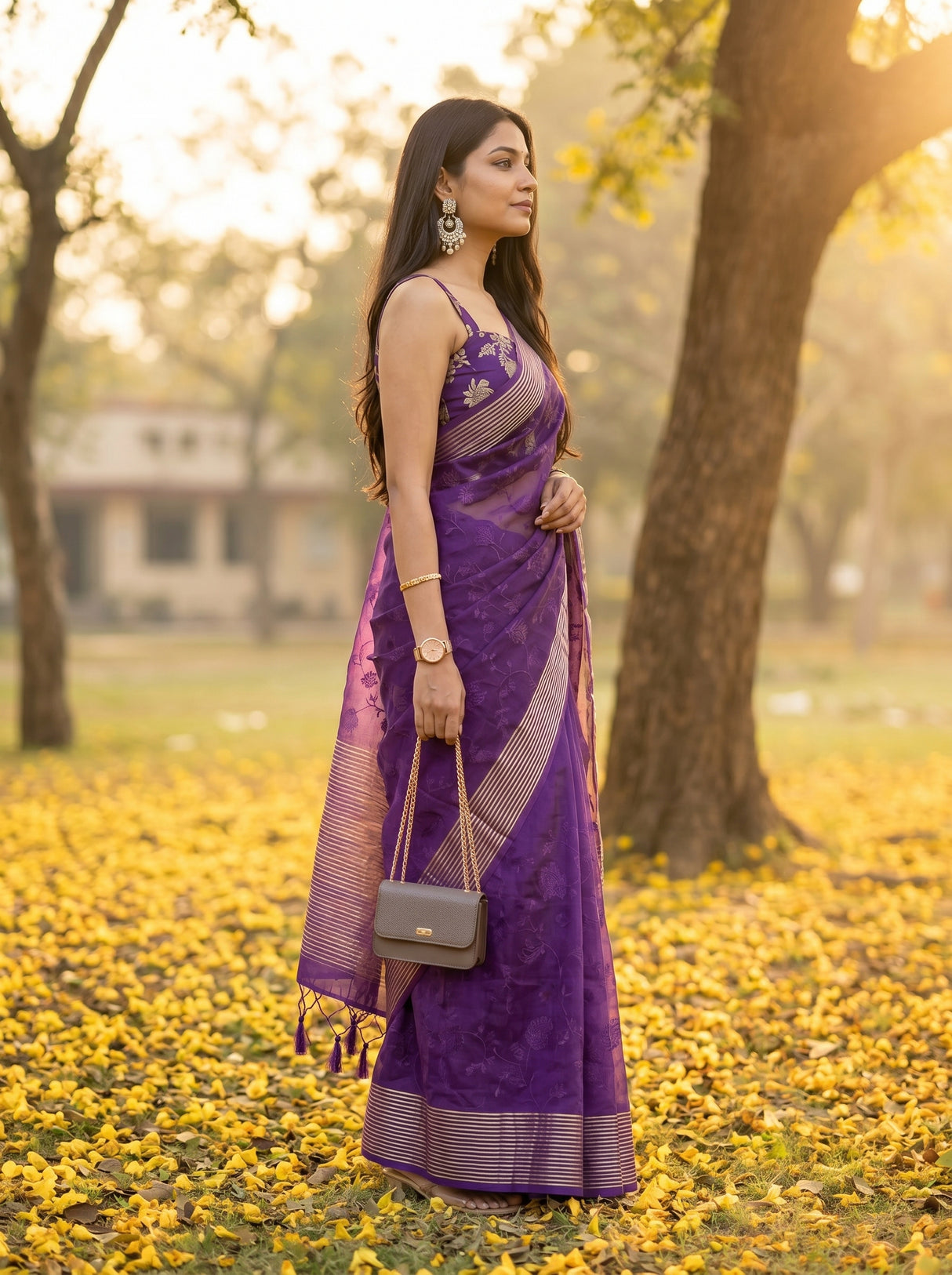 MIMOSA Purple Saree Saree — pose 3 styling detail