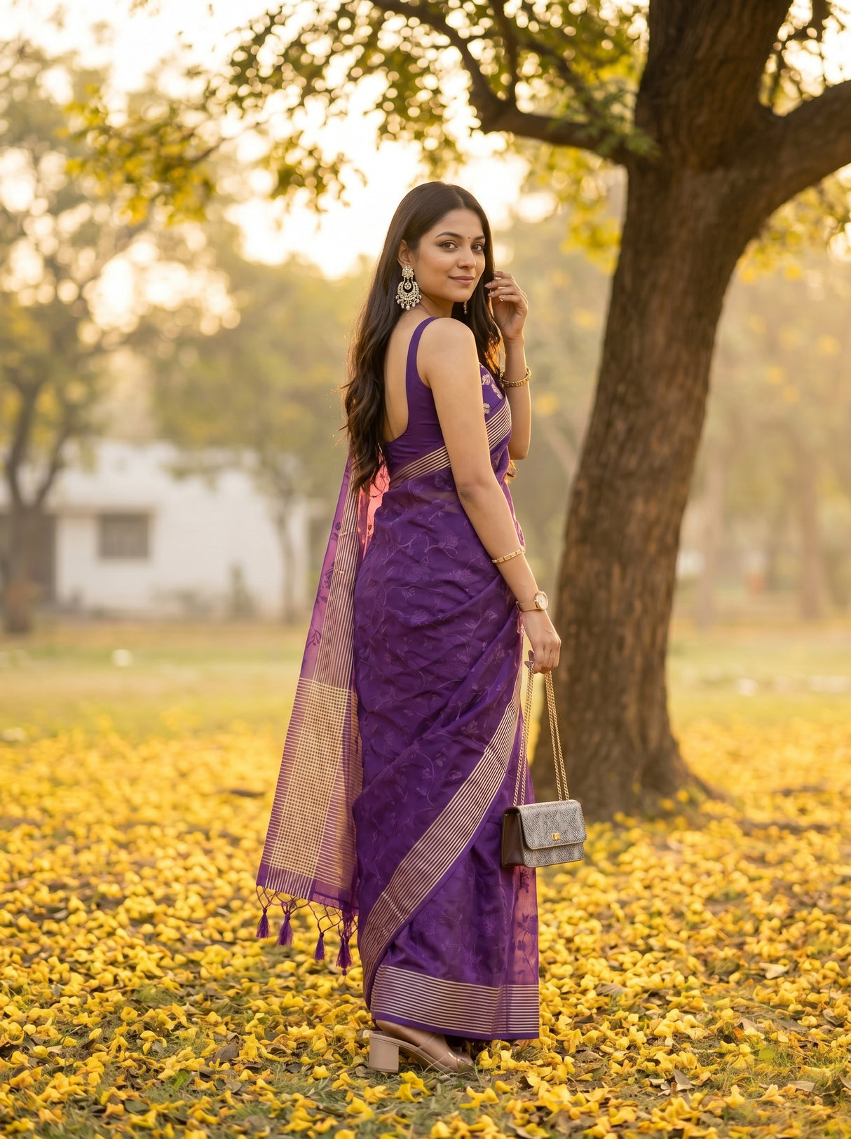 MIMOSA Purple Saree Saree — pose 7 styling detail