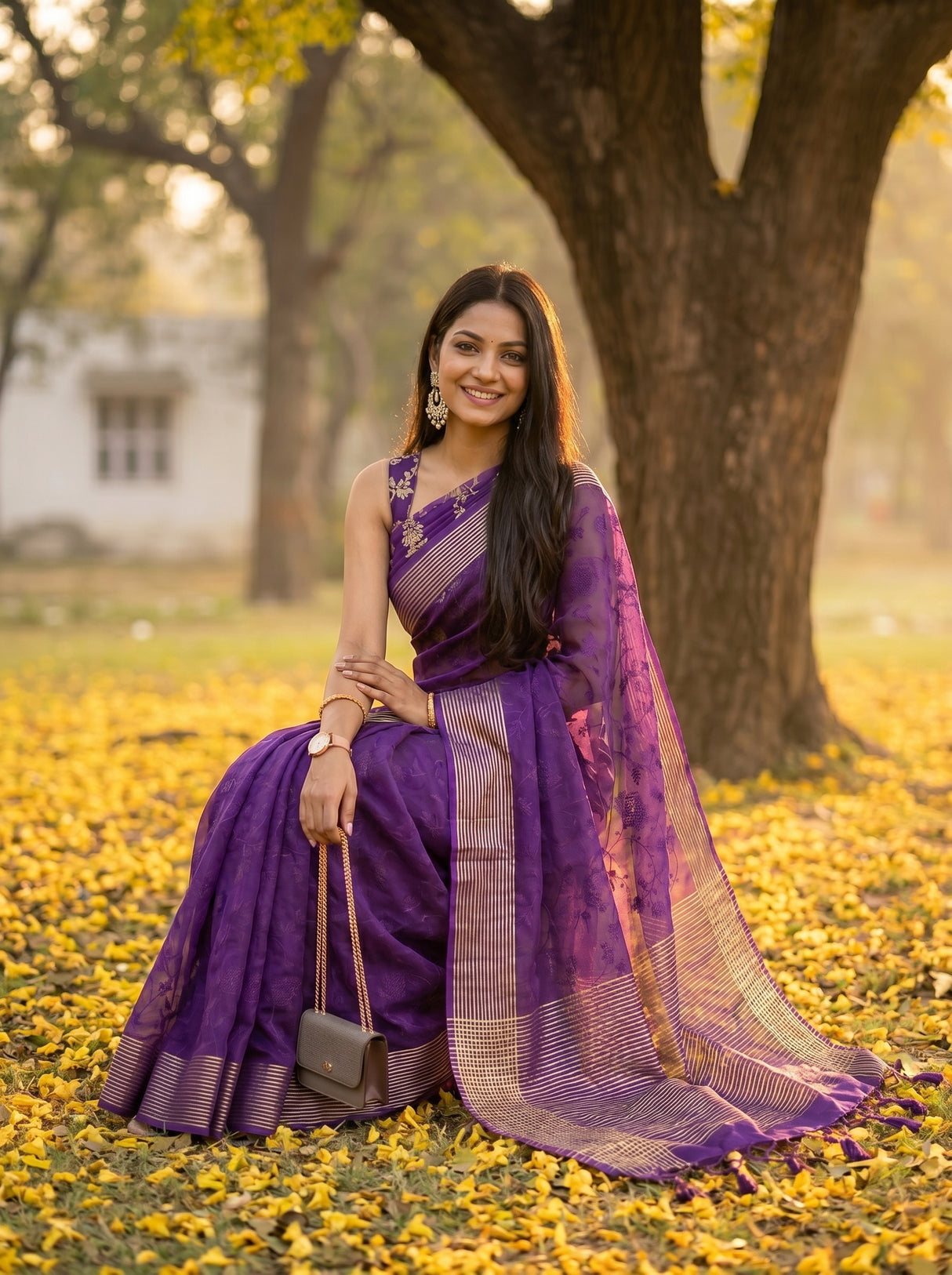 MIMOSA Purple Saree Saree — pose 8 styling detail