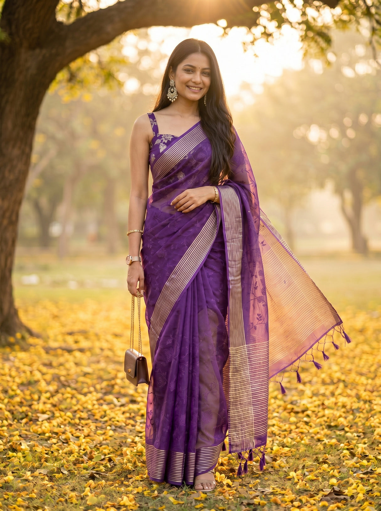 MIMOSA Purple Saree Saree — pose 9 styling detail