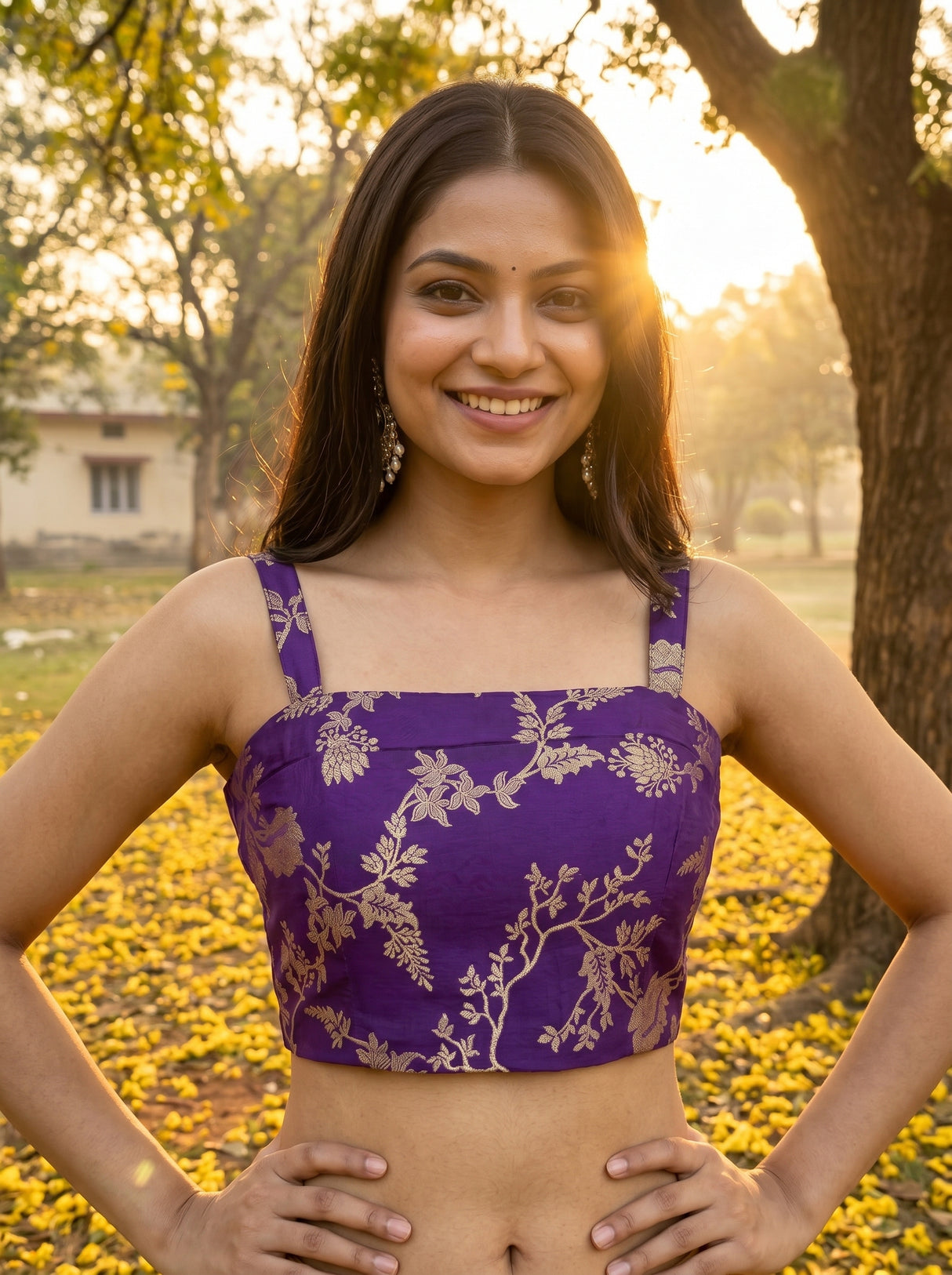 MIMOSA Purple Saree Saree — blouse close-up