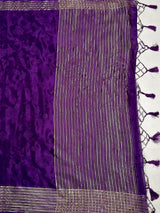 MIMOSA Purple Saree Saree — pallu and zari work detail