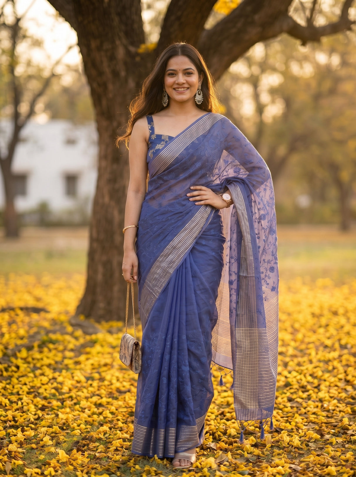 Royal Blue  Saree