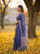 MIMOSA Royal Blue Saree Saree — pose 3 styling detail