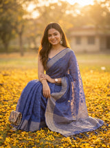 MIMOSA Royal Blue Saree Saree — pose 8 styling detail