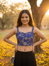 MIMOSA Royal Blue Saree Saree — blouse close-up