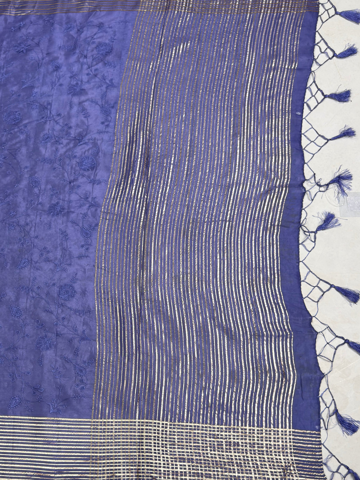 MIMOSA Royal Blue Saree Saree — pallu and zari work detail