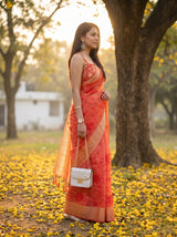 MIMOSA Red Saree Saree — pose 3 styling detail