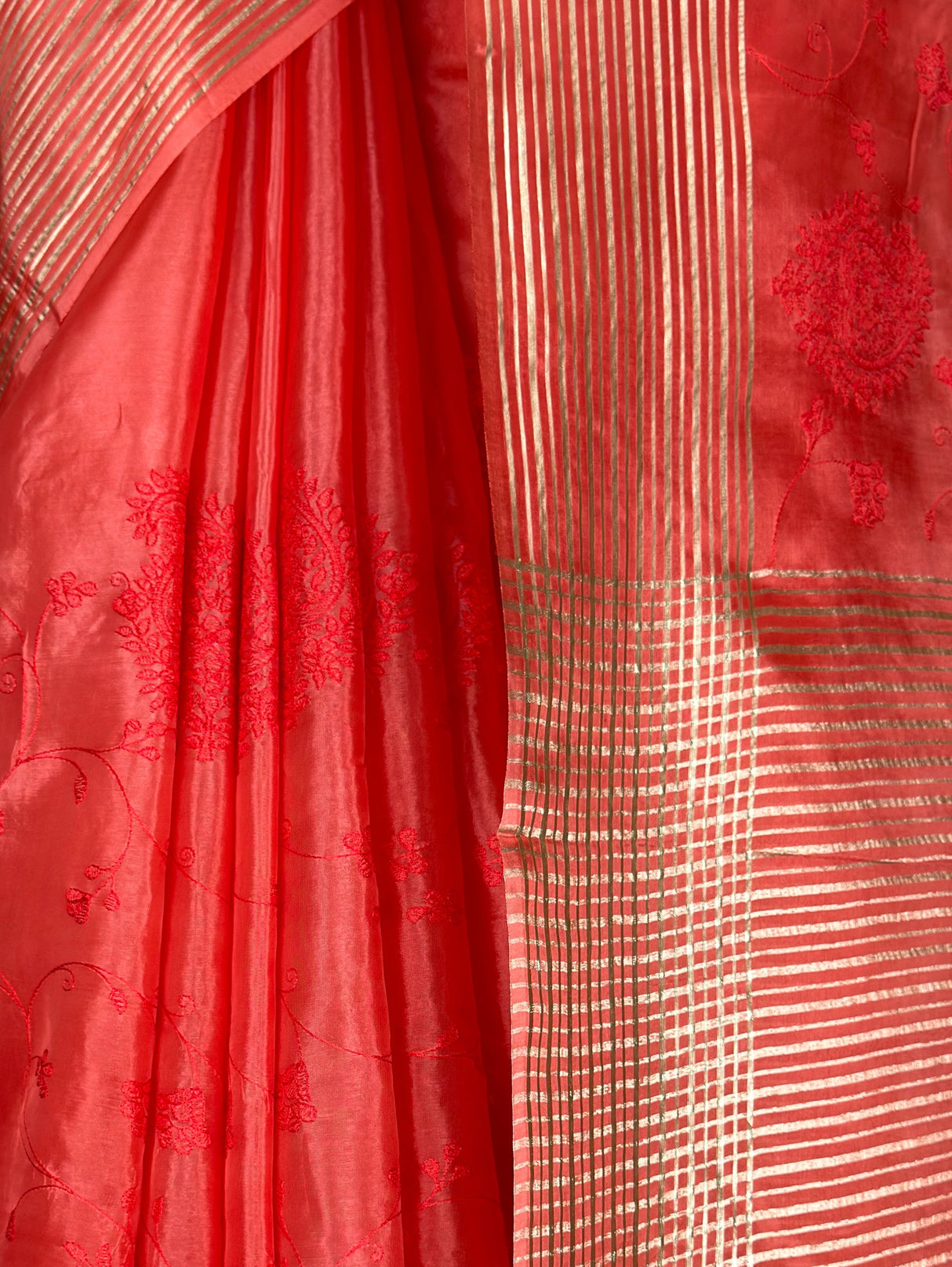 MIMOSA Red Saree Saree — fleets shot full lifestyle