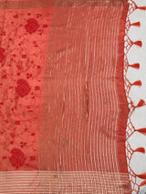 MIMOSA Red Saree Saree — pallu and zari work detail