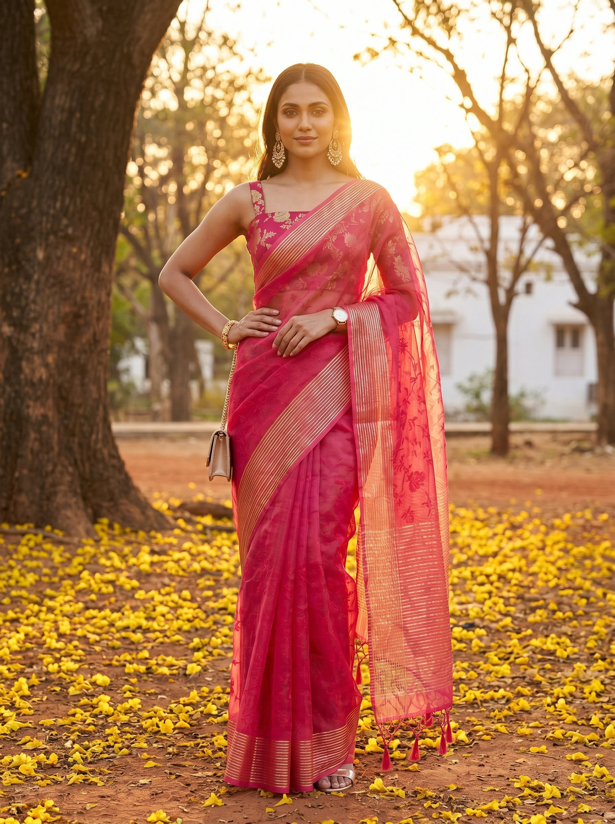 Strawberry  Saree