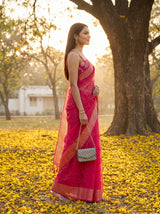 MIMOSA Strawberry Saree Saree — pose 3 styling detail