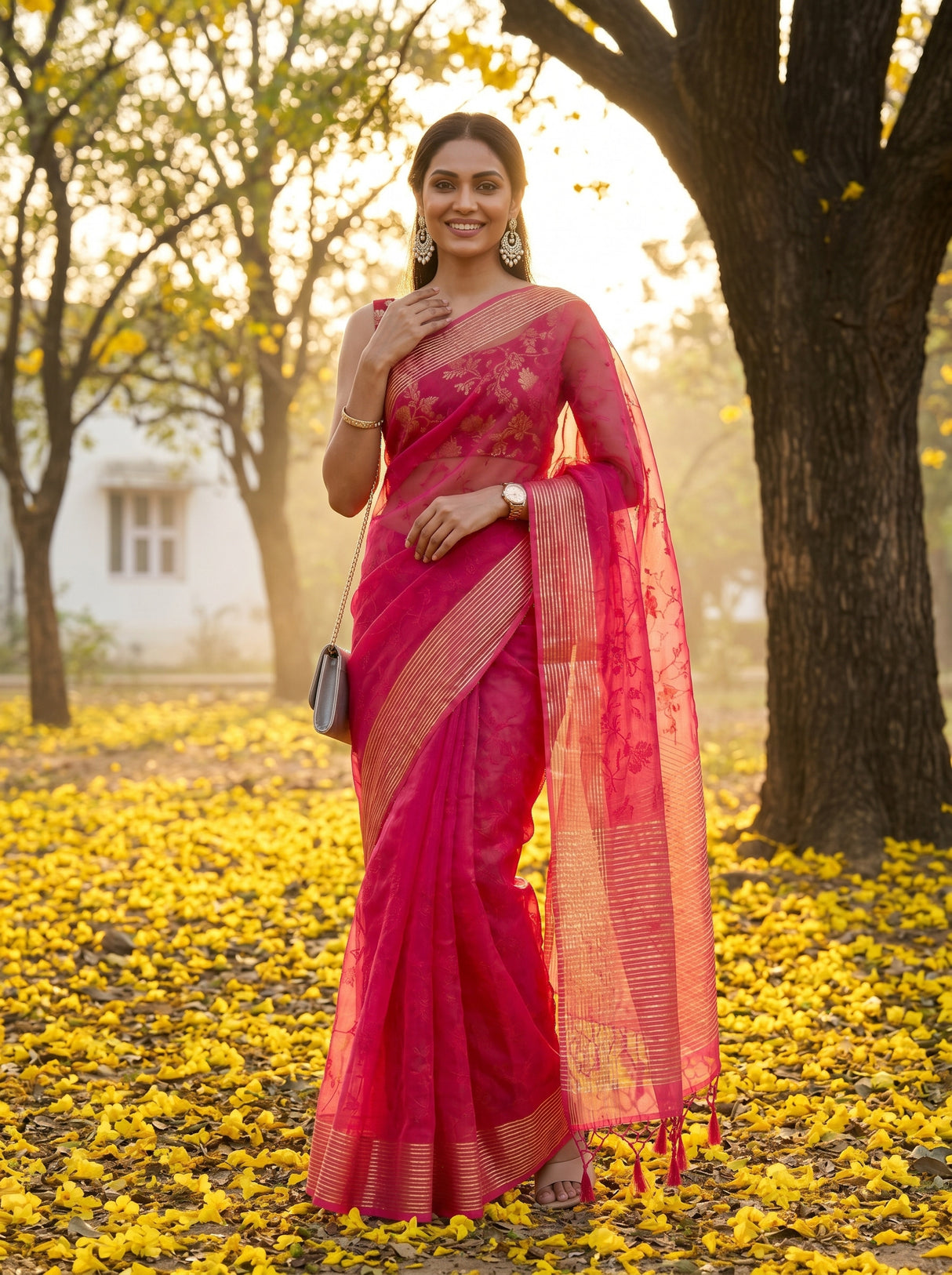 MIMOSA Strawberry Saree Saree — pose 5 styling detail