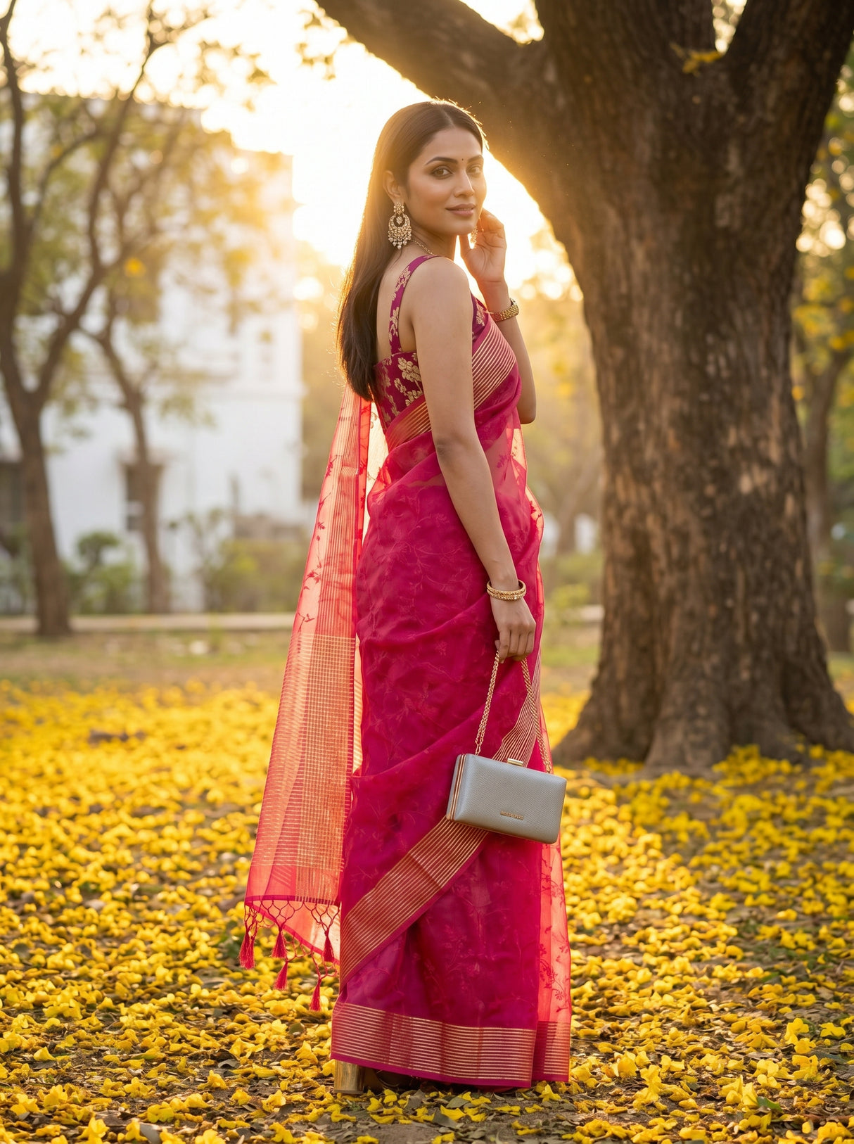 MIMOSA Strawberry Saree Saree — pose 7 styling detail