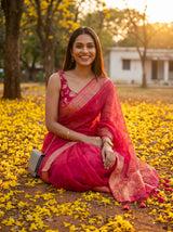 MIMOSA Strawberry Saree Saree — pose 8 styling detail