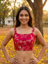 MIMOSA Strawberry Saree Saree — blouse close-up