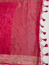 MIMOSA Strawberry Saree Saree — pallu and zari work detail