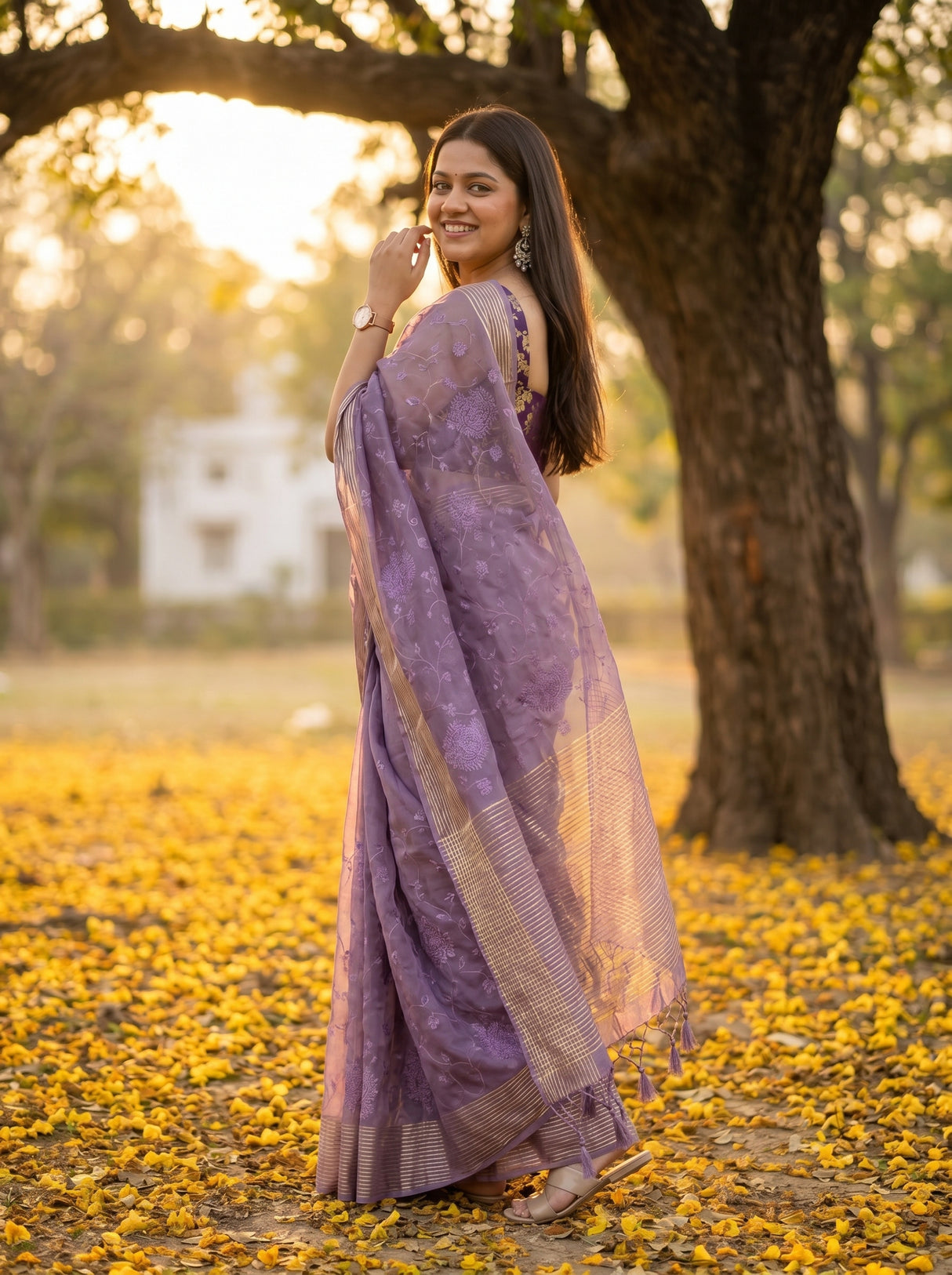 MIMOSA Violet Saree Saree — pose 7 styling detail