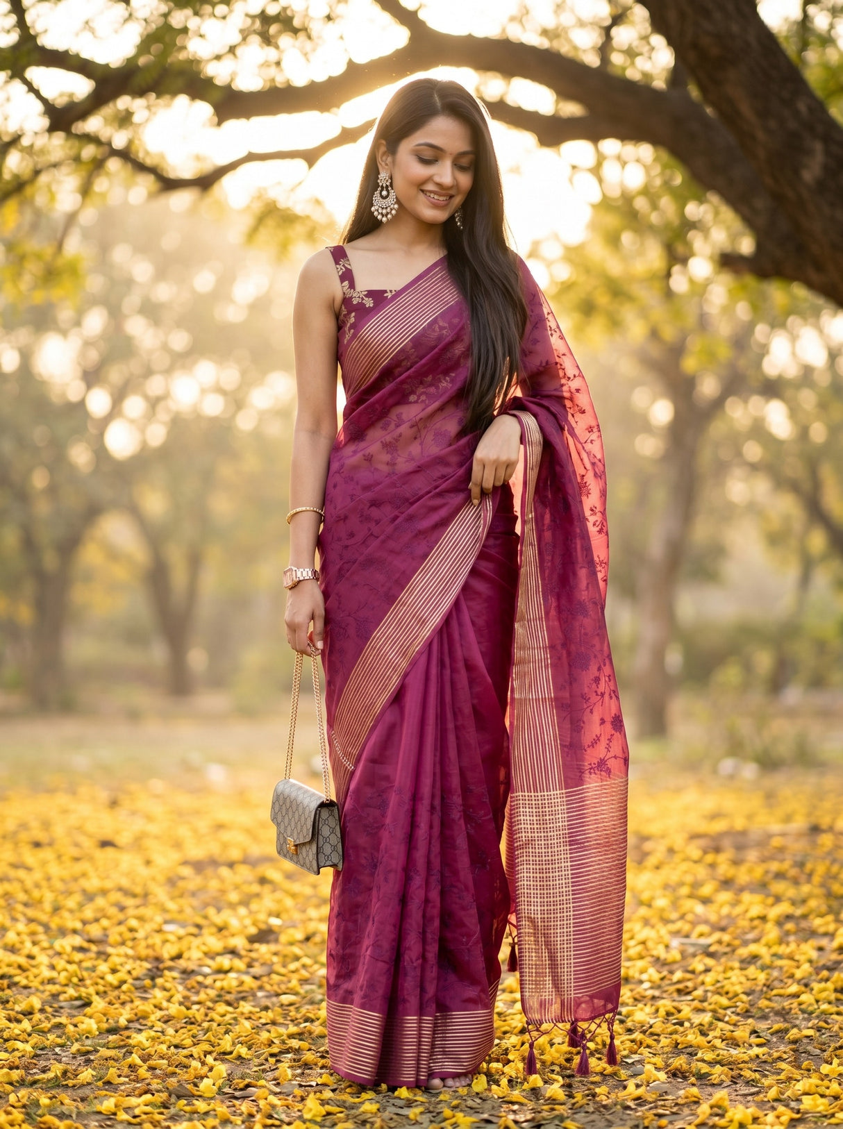 Wine  Saree