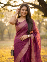 MIMOSA Wine Saree Saree — pose 10 styling detail