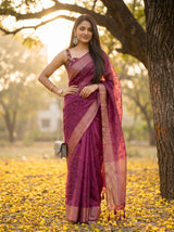 MIMOSA Wine Saree Saree — pose 4 styling detail