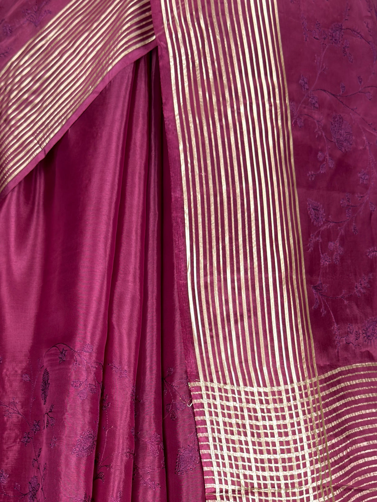 MIMOSA Wine Saree Saree — fleets shot full lifestyle