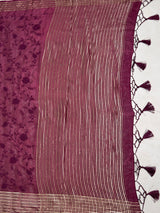 MIMOSA Wine Saree Saree — pallu and zari work detail