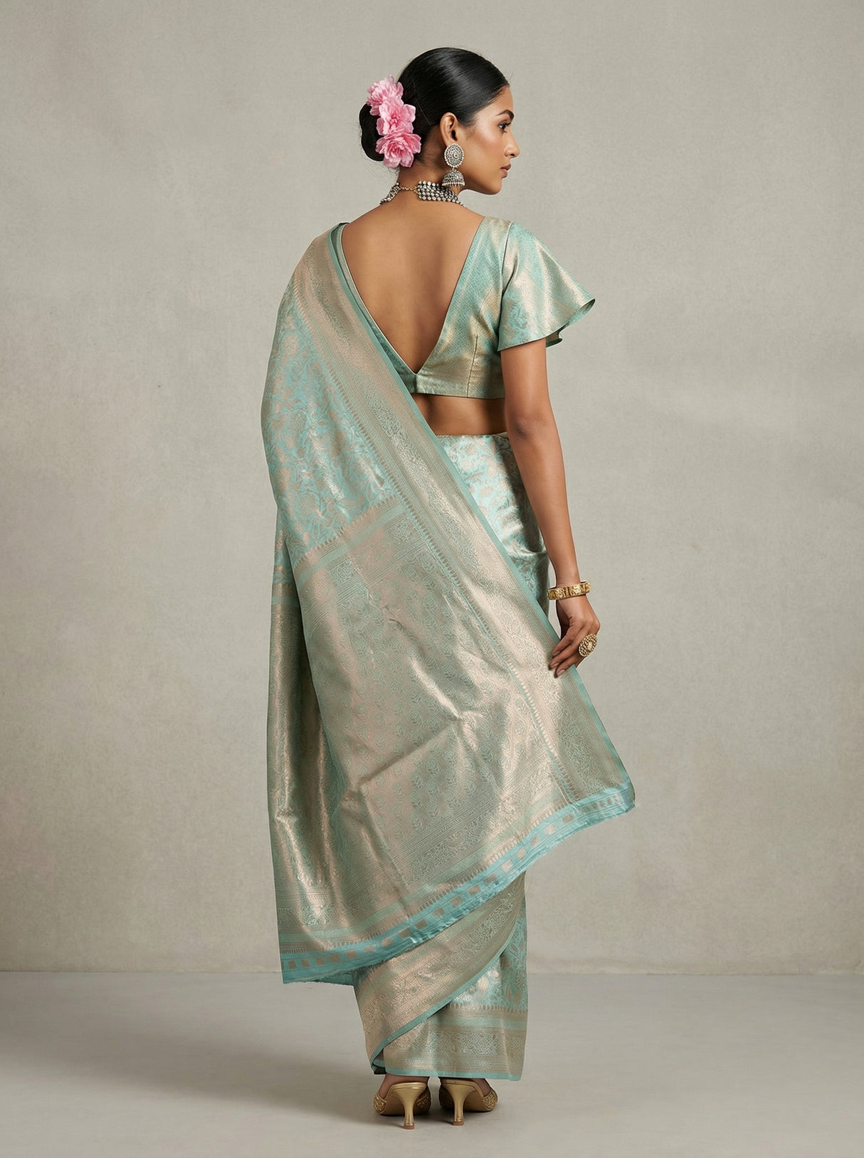 MIMOSA Ananda Kanjivaram Art Silk Saree — pose 5 styling detail