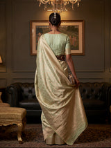 MIMOSA Olive Kanjivaram Art Silk Saree — Lifestyle View