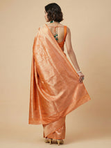 MIMOSA Orange Kanjivaram Art Silk Saree — Pallu and Border Detail