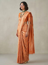 MIMOSA Orange Kanjivaram Art Silk Saree — Lifestyle View