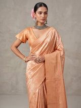 MIMOSA Peach Kanjivaram Art Silk Saree — Pallu and Border Detail