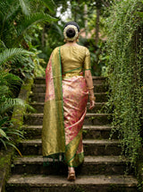 MIMOSA Gajari Kanjivaram Art Silk Saree — Full View on Model